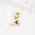 Detailed macro of gold charms with pink high heels and black lipstick for DIY jewelry - Pink Lipstick Double High Heels Style (ZYN-DMK901G-2)