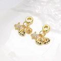 Macro view of gold nautical charms with blue enamel sailboats and crystal starfish - Starfish Sailboat Rudder Ocean Set 1 (ZYN-DMK996G-1)
