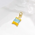 Golden travel pendant snack bag shape with blue and yellow enamel for charm bracelets - Yellow Blue Snack Bag Charm (ZYN-DMK985G-3)