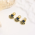 Golden paw-shaped pendants with blue heart zircon stones for DIY necklace jewelry - Dark Blue