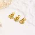 Three pieces of gold-plated paw heart pendants with yellow zircon for DIY jewelry making - Gold