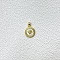 Detalle de colgante redondo dorado con nácar e icono de diamante para joyería DIY - Colgante de Cono
