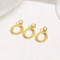 Three 18k gold plated hammered oval heart pendants for DIY jewelry making - Gold Hammered Oval (ZYN-DMK1022G)