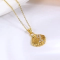 Exquisite 18K vergoldete Muschel-Halskette mit Zirkonia-Besatz und zierlicher Gliederkette - Gold Zirkonia Muschel Mit Halskette