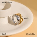Δίχρωμο δαχτυλίδι infinity από ατσάλι σε χρυσό 18K και ασήμι, πλάτος 1,4 εκατοστά - Δίχρωμο Δαχτυλίδι Άπειρο (NMSR-K338-5) / US 7