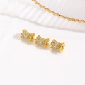 Detail von 18K vergoldeten Schleifenperlen mit Zirkon-Inlay für DIY-Armbänder - Stil 6 (Schleife mit Pavé-Zirkonia) / Gold