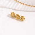 Drei 18K vergoldete hohle Zwischenperlen mit weißem Zirkon für DIY-Schmuckherstellung - Stil 7 (Hohlzylinder mit Wellenmuster-Zirkonia) / Gold