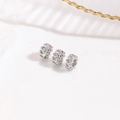 Drei silberne Abstandsperlen mit Zirkonia für die DIY-Schmuckherstellung im Detail - Stil 8 (Wellenkanten-Zirkonia-Rondelle) / Weiß