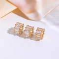 18K vergoldete Zwischenperlen mit Baguette-Kristallen für DIY Schmuckherstellung - Stil 4 (Zylinder mit Zahnradkante und Baguette-Zirkonia) / 14K-Gold