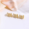 18K vergoldete Schleifen-Zwischenperlen mit Zirkonia für handgefertigten DIY-Schmuck - Stil 5 (Schleife mit Baguette-Zirkonia) / Gold