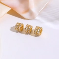 18K gold plated bead charms with two rows of white cubic zirconia for DIY jewelry - Style 2 (Double Row Round Zirconia Cylinder) / Gold
