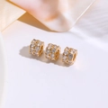 Detail von 18K vergoldeten Zwischenperlen mit zweireihigem Zirkonia-Besatz - Stil 2 (Zylinder mit zweireihigem Rund-Zirkonia) / 14K-Gold