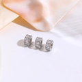 Detail of silver cylindrical spacers with rectangular cubic zirconia for DIY jewelry - Style 1 (Baguette Zirconia Cylinder) / White