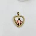 Détail du pendentif cœur doré avec icône de la Vierge Marie et bordure en zircon - Style Jésus-Christ (DMK1151G-4) / Pendentif uniquement