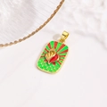 Luxe vergulde rechthoekige hanger met kleurrijk emaille en schelp- en hartmotieven - Rood en Groen Zonnestraal Schelp Hart Hanger (ZYN-DMK1153G-1)