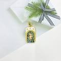 Gold rectangular mushroom pendant necklace with stars and red enamel details - Mushroom Starry Sky-Red Mushroom-Pendant Only (Without Chain) (ZYN-DMK1164G-2)