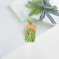 Golden tarot style pendant with red mushroom and stars design on white gift box - Mushroom Pattern-Green Red Blue-Pendant Only (Without Chain) (ZYN-DMK1164-G1)