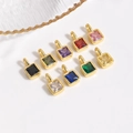 Colorful square zircon pendants in 18k gold plated frames for DIY jewelry making - Random Mixed Colors