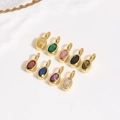 Set of 9 colorful oval zircon charms in gold plated alloy for DIY jewelry making - Random Mixed Color Pendant / Pendant Only