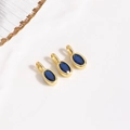 Drei ovale blaue Zirkonia-Anhänger mit Goldrand für die DIY-Halsketten-Schmuckherstellung - Dunkelblau Anhänger / Nur Anhänger