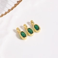 Three elegant gold-plated oval green zircon pendants for DIY necklace jewelry making - Dark Green Pendant / Pendant Only