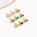 Rectangular zircon pendants in nine colors with gold-plated edges for DIY jewelry making - Random Mixed Colors