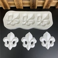 Fleur-de-Lis Silikonform für Fondant mit Vintage-Relief-Bordüre für Tortendekoration - Hohlrelief-Form / Grau
