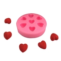 Silikonform mit 7 herzförmigen Vertiefungen für Schokolade und Kuchendekoration - Rosa (7-Kammer Herz)
