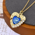 Gouden hartketting met blauwe evil eye hanger en sprankelende zirkonia steentjes - Donkerblauw Emaille Oog Stijl (Met Ketting) (ZYN-DMK560G-8-A)