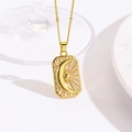 Luxe gouden rechthoekige tarotketting met maansikkel en zachtroze emaille inlay - Roze en Witte Zonnestraal Halve Maan Halsketting (ZYN-DMK1158G-3A)