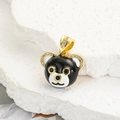 Macro shot of hip-hop panda pendant with black enamel and white zircon inlay details - Black Cartoon Bear Style (ZYN-DMK662G-2)