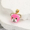 Pink Lotso bear pendant in gold plated copper with sparkling cubic zirconia crystals - Pink Bear Style (ZYN-DMK662G-3)