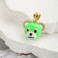 Pendente panda hip-hop in smalto verde con zirconi scintillanti su placcatura in oro - Stile Orsetto Verde Cartoon (ZYN-DMK662G-7)