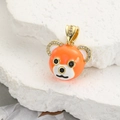 Dettaglio del ciondolo panda hip hop con smalto arancione e zirconi micro-incastonati - Stile Orsetto Arancione Cartoon (ZYN-DMK662G-8)