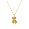 Dettaglio ravvicinato della collana con ciondolo panda placcato oro e zirconi rosa incastonati - Zirconia Rosa (ZYN-DMK673G-A3)