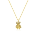 Dettaglio del ciondolo a forma di orso 3D con micro-pavé di cristalli e catena d'oro - Zirconia Trasparente (ZYN-DMK673G-A1)