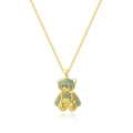 Dettaglio del ciondolo a forma di panda dorato con pietre turchesi e catena d'oro - Zirconia Blu (ZYN-DMK673G-A6)