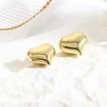 Macro shot of minimalist gold hollow heart earrings on white marble background - Gold Hollow Heart Style (ZYN-DME551G) / Gold