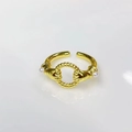 Creative 18k gold plated open ring featuring two hands holding a pearl and twisted band - Gold Style (ZYN-DMR250G)