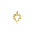 Macro shot of 18k gold-plated heart-shaped wing pendant with detailed feather texture - Small Angel Wings Heart (ZYN-DMK802G) / 16*13mm / Gold