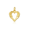 Polished 18k gold heart pendant with angel wings design and hanging loop accessory - Large Angel Wings Heart (ZYN-DMK801G) / 22*18mm / Gold
