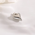 Ciondolo a cuore 3D in argento lucido su sfondo di seta con fiori bianchi secchi - Color Argento (ZYN-DMK746P)