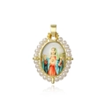 Religious 18k gold plated oval pendant with Virgin Mary icon and pearl border - Praying Virgin Mary Style (ZYN-YWK768G-C款)
