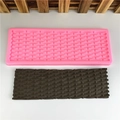 Pink rectangular silicone cake mold with basket weave texture for fondant and DIY baking - Woven Texture