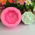 Silikonform Hase mit achteckiger Basis und Blumenrelief für DIY Backen und Basteln - Rosa Doppel Hase Floral (6438 Rosa)