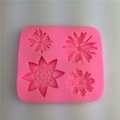 Roze siliconen vorm met madeliefjes en zonnebloemen voor DIY bakken en cake decoratie - Ontwerp Nr. 2