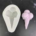 Detailed silicone mold showing a textured three-scoop ice cream cone with finished model - Style 6
