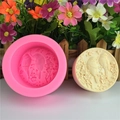 Runde Silikonform für Vogel- und Blumenmuster mit 3D-Prägeeffekt für DIY-Backen - Rosa