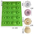 Stampo in silicone verde a 20 cavità con 4 forme floreali e geometriche per mousse - Venti Fori (Stampo)