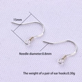 S925 sterling silver earring hooks for DIY jewelry making with polished 15mm silver finish - 925 Silver / Silver Style 1 (S238)